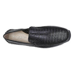Donald Pliner Lazaro Croco / Woven Calfskin Driver Moccasin Black