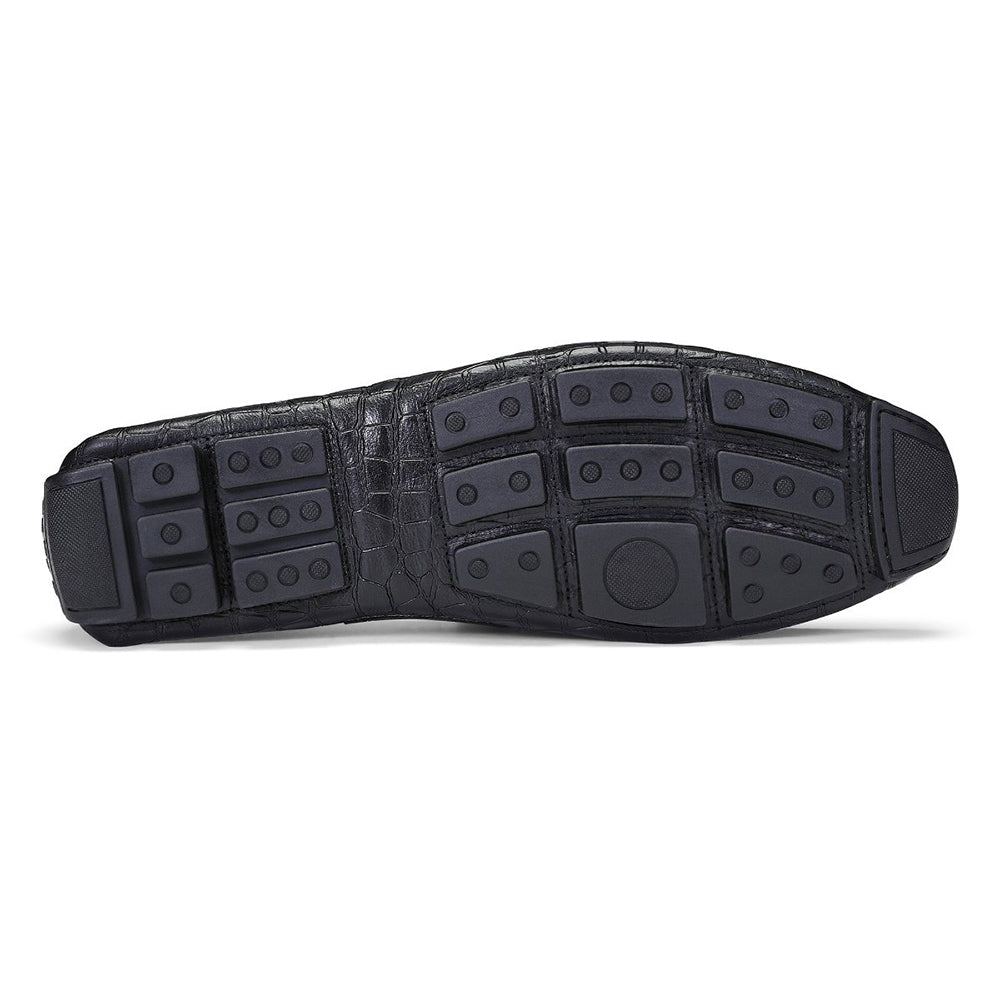 Donald Pliner Lazaro Croco / Woven Calfskin Driver Moccasin Black