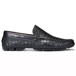 Donald Pliner Lazaro Croco / Woven Calfskin Driver Moccasin Black