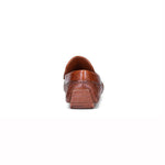 Donald Pliner Lazaro Croco / Woven Calfskin Driver Moccasin Cognac