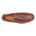Donald Pliner Lazaro Croco / Woven Calfskin Driver Moccasin Cognac