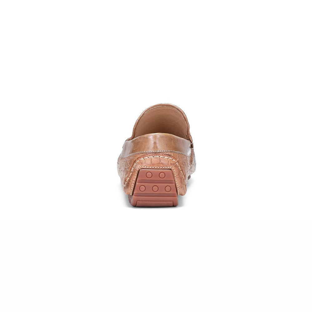 Donald Pliner Lazaro Croco / Woven Calfskin Driver Moccasin Ecru