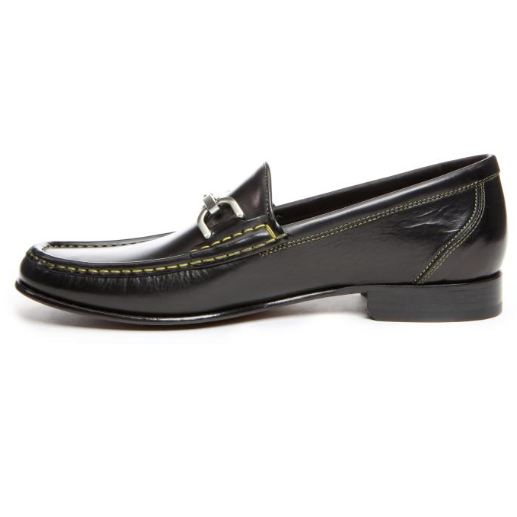 Donald J Pliner Nadim Calfskin Bit Loafers Black / Yellow Stitch