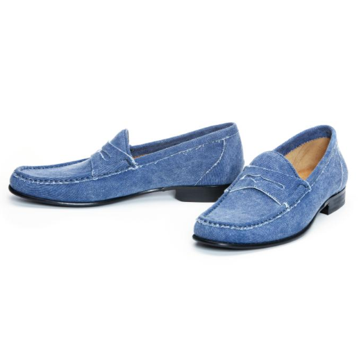 Donald J Pliner Naper Penny Loafers Wash Jean