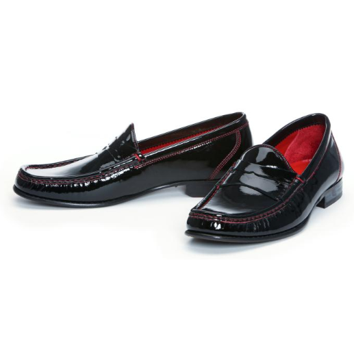 Donald J Pliner Naper Patent Leather Penny Loafers Black