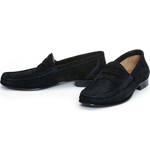 Donald Pliner Naper Suede Penny Loafers Black