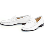 Donald Pliner Naper Suede Penny Loafers White