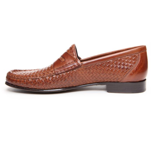 Donald J Pliner Naper Woven Penny Loafers Tan