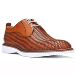 Donald Pliner Rick Woven Calfskin Sneakers Cognac