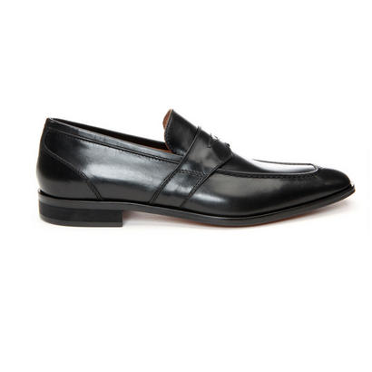 Donald Pliner Salih 06 Baby Calfskin Penny Loafers Black