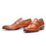 Donald J Pliner Cmonk Calfskin Double Monk Strap Shoes Saddle