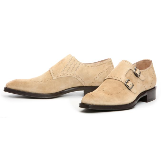 Donald J Pliner Cmonk Suede Double Monk Strap Shoes Sand