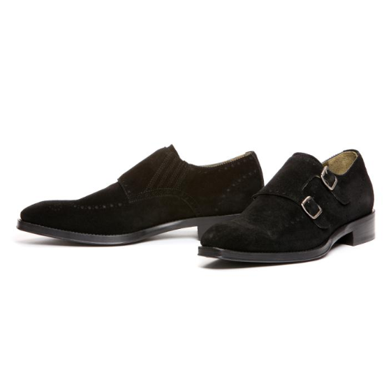 Donald J Pliner Cmonk Suede Double Monk Strap Shoes Black