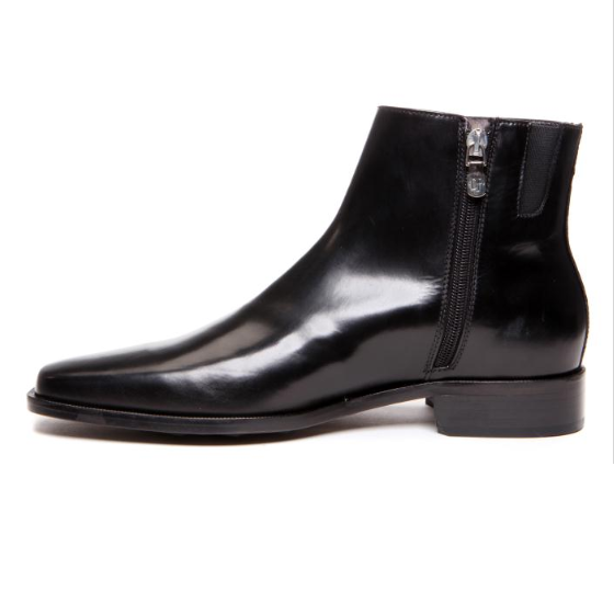 Donald J Pliner Ring Calfskin Side Zipper Boots Black