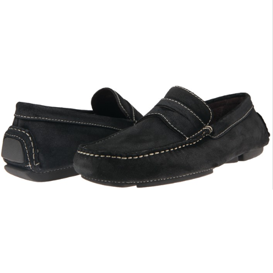 Donald J Pliner Vinco Distressed Suede Driving Shoes Black