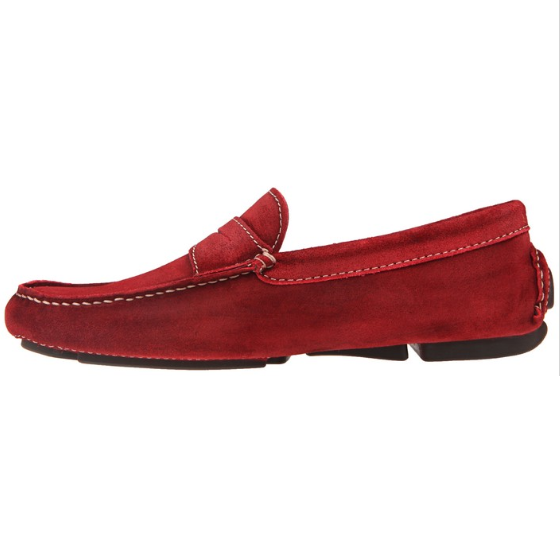 Donald J Pliner Vinco Distressed Suede Driving Shoes Tomato
