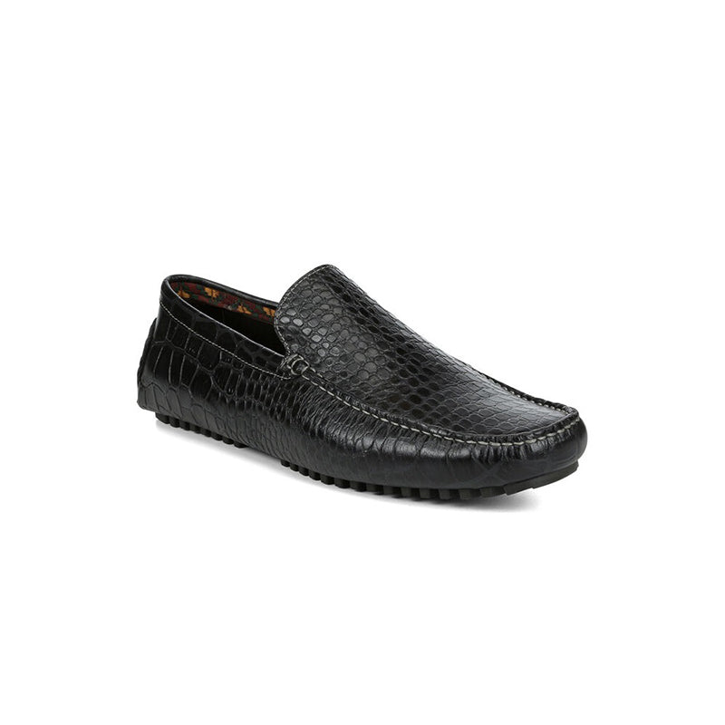 Donald Pliner Vildi Embossed Crocco Driver Black