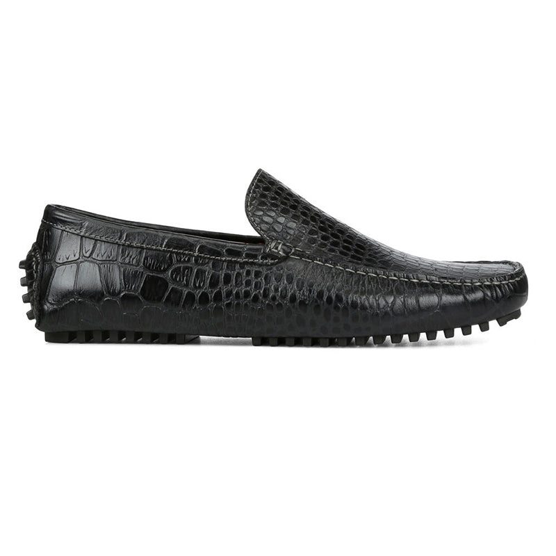 Donald Pliner Vildi Embossed Crocco Driver Black