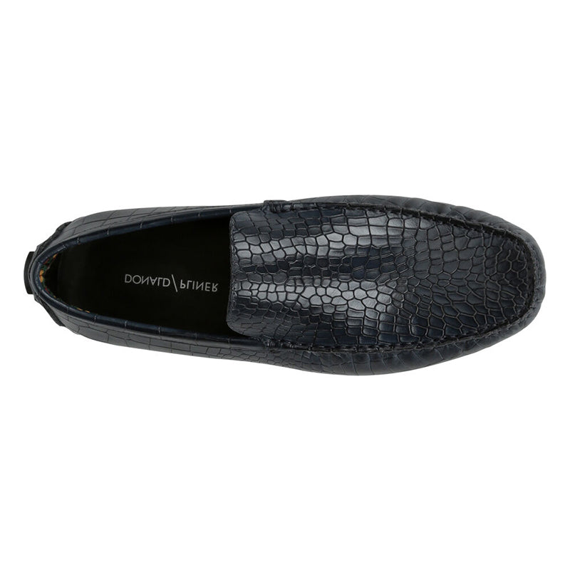 Donald Pliner Vildi Embossed Crocco Driver Navy
