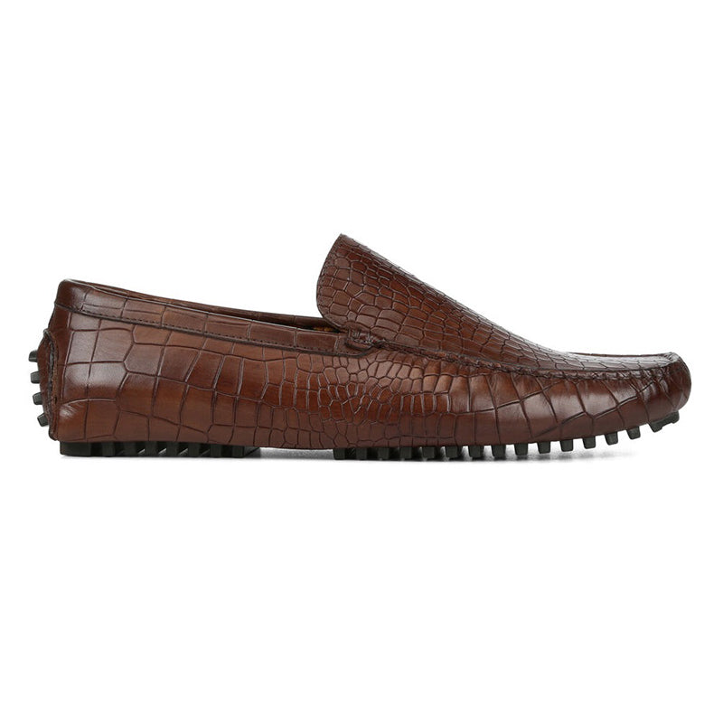 Donald Pliner Vildi Embossed Crocco Driver Walnut