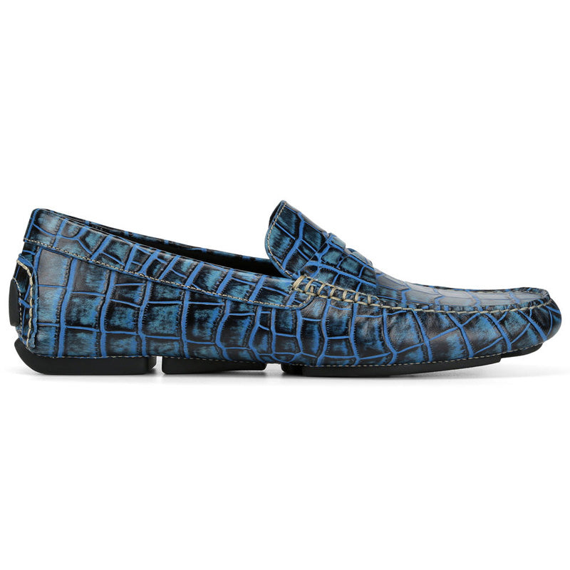 Donald Pliner Vinco 6 Painted Crocodile Loafer Blue