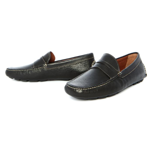 Donald J Pliner Vini Grained Calfskin Driving Shoes Black