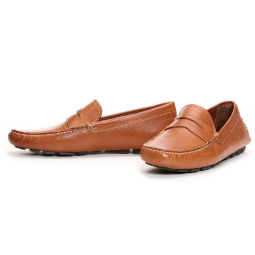 Donald J Pliner Vini Grained Calfskin Driving Shoes Brown