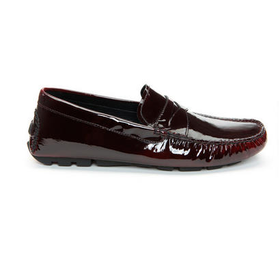 Donald Pliner Vini SW Patent Leather Driving Loafers Oxblood Shadow