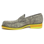 Donald J Pliner Yuma Linen Penny Loafers Lead / Yellow Sole