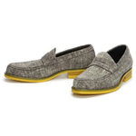 Donald J Pliner Yuma Linen Penny Loafers Lead / Yellow Sole