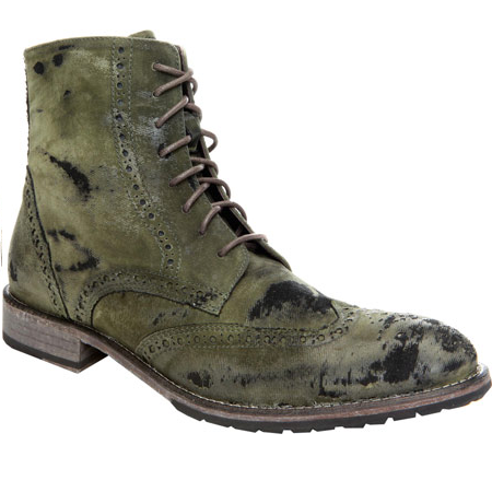 Donald Pliner Zboot UD Velvet Wingtip Boots Olive