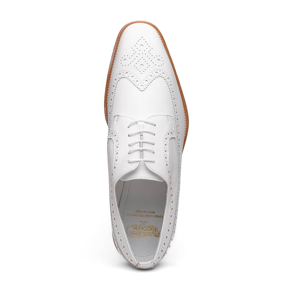 Calzoleria Toscana Dongo Calfskin Wingtip Derby White