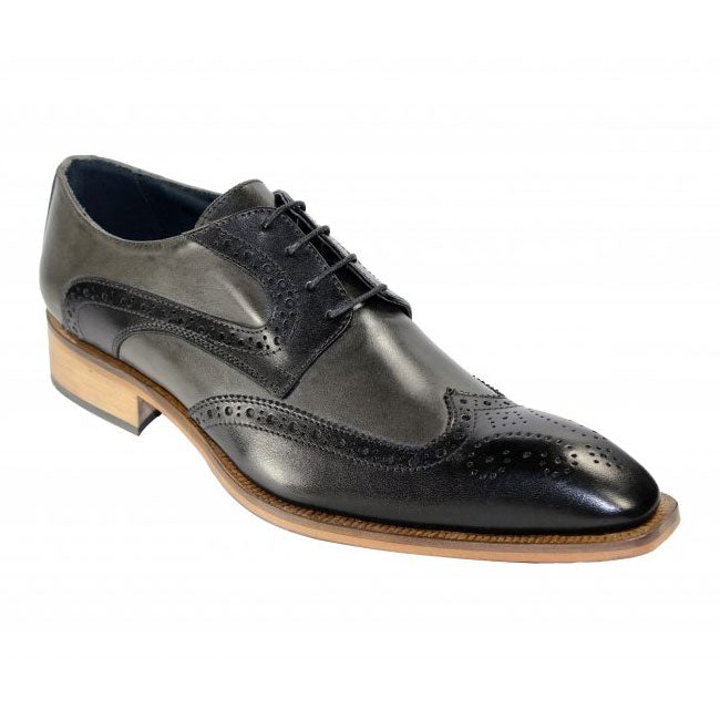 Duca by Matiste #0407 Black / Grey Wingtip Shoes