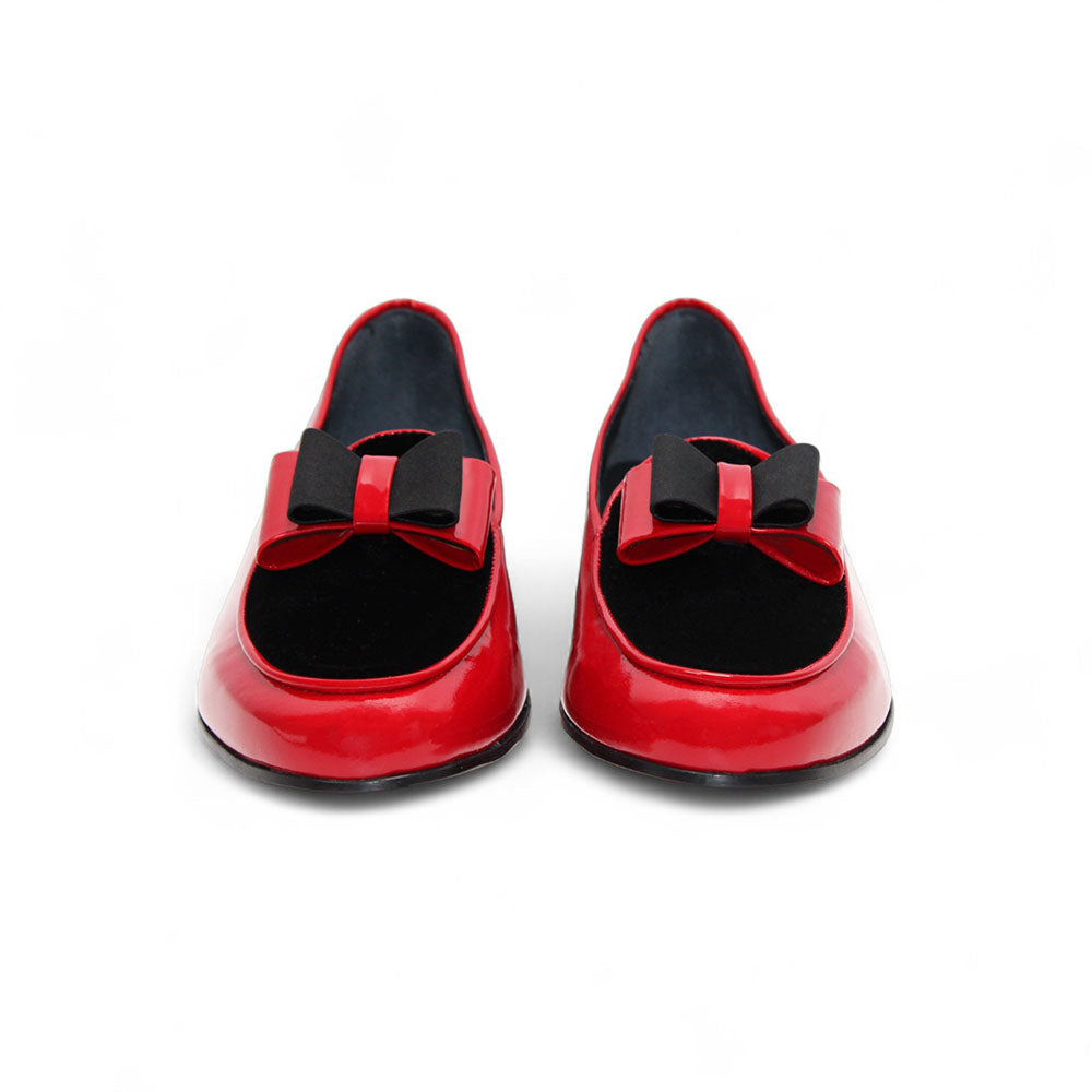 Duca by Matiste Amalfi Genuine Patent Leather Velvet Satin Loafers Red/Black