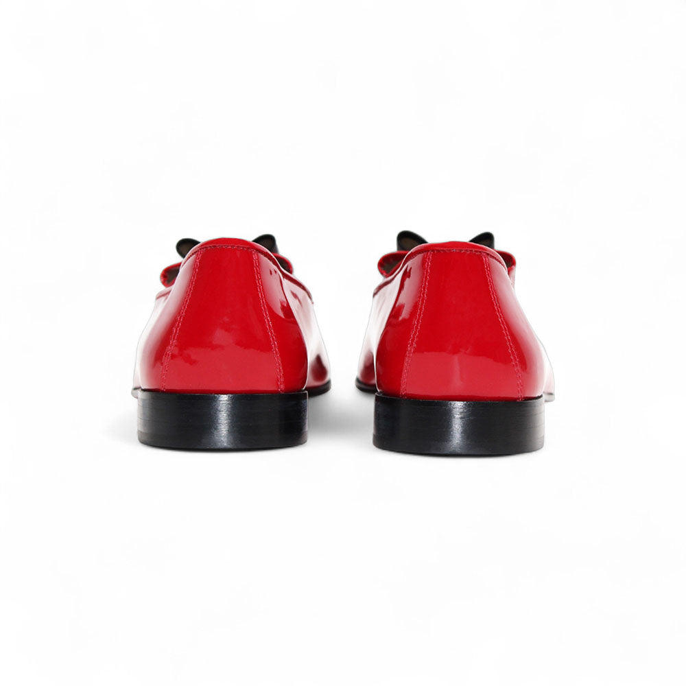 Duca by Matiste Amalfi Genuine Patent Leather Velvet Satin Loafers Red/Black