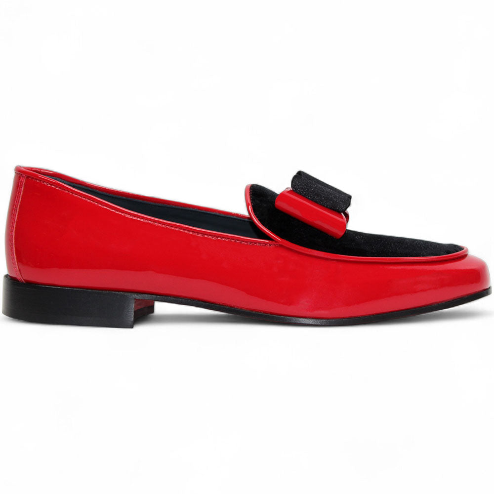 Duca by Matiste Amalfi Genuine Patent Leather Velvet Satin Loafers Red/Black