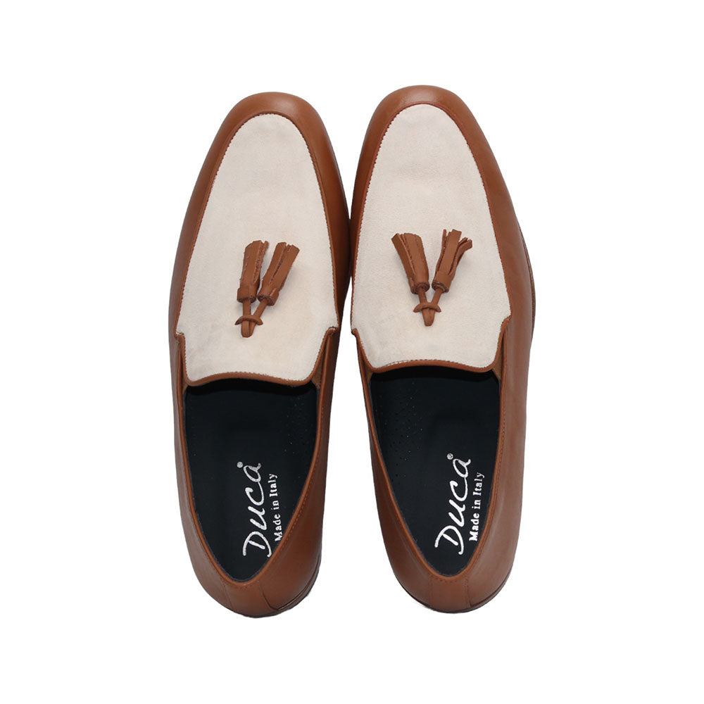 Duca by Matiste Anzio Leather/Suede Slip-on Shoes Brandy/Cream