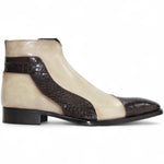 Duca by Matiste Aprilia Embossed Croco Leather/Leather Boots Beige/Brown