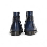 Duca by Matiste Aprilia Embossed Croco Leather/Leather Boots Navy