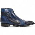 Duca by Matiste Aprilia Embossed Croco Leather/Leather Boots Navy