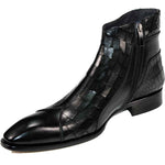 Duca by Matiste Aprilia Genuine Leather/ Embossed Croco Boots Black