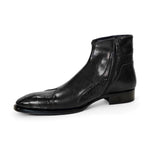 Duca by Matiste Aprilia Genuine Leather/ Embossed Croco Boots Black