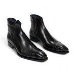 Duca by Matiste Aprilia Genuine Leather/ Embossed Croco Boots Black