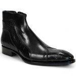 Duca by Matiste Aprilia Genuine Leather/ Embossed Croco Boots Black