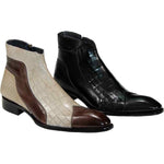 Duca by Matiste Aprilia Genuine Leather/ Embossed Croco Boots Chocolate/ Beige