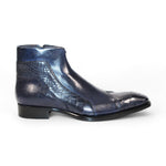 Duca by Matiste Aprilia Genuine Leather/ Embossed Croco Boots Navy
