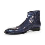Duca by Matiste Aprilia Genuine Leather/ Embossed Croco Boots Navy