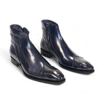 Duca by Matiste Aprilia Genuine Leather/ Embossed Croco Boots Navy