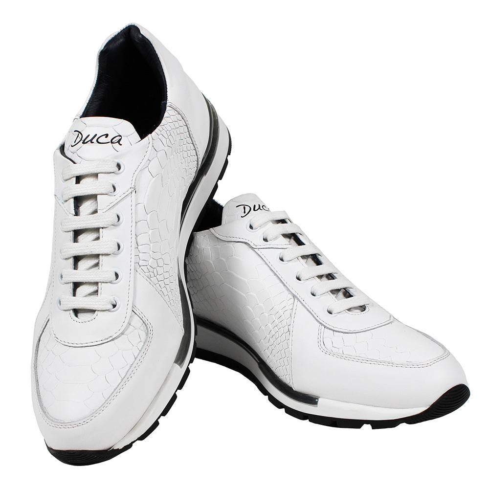 Duca by Matiste Aurelia Calfskin / Anaconda Print Sneakers White