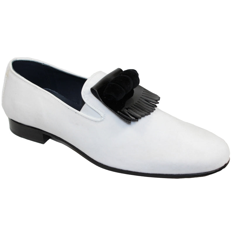 Duca by Matiste Capua Velvet Fringe Loafers Black / White